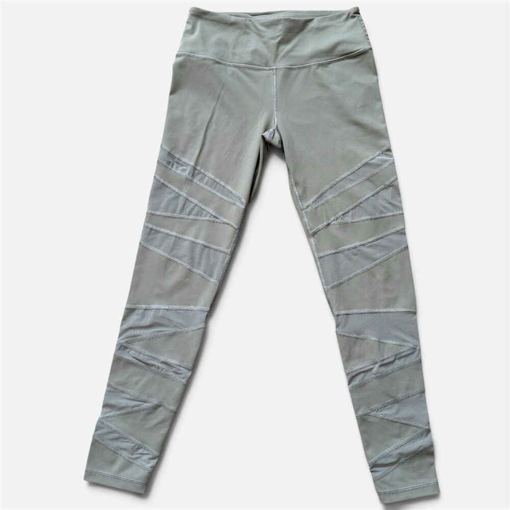 Victoria Secrets Sport Leggings 170/72A Mesh Insets 24x28 KHAKI GREEN Med NWOT